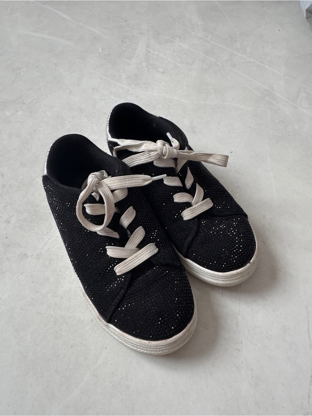 Nina Kid’s Gigee Black Rhinestones Kids Sneakers